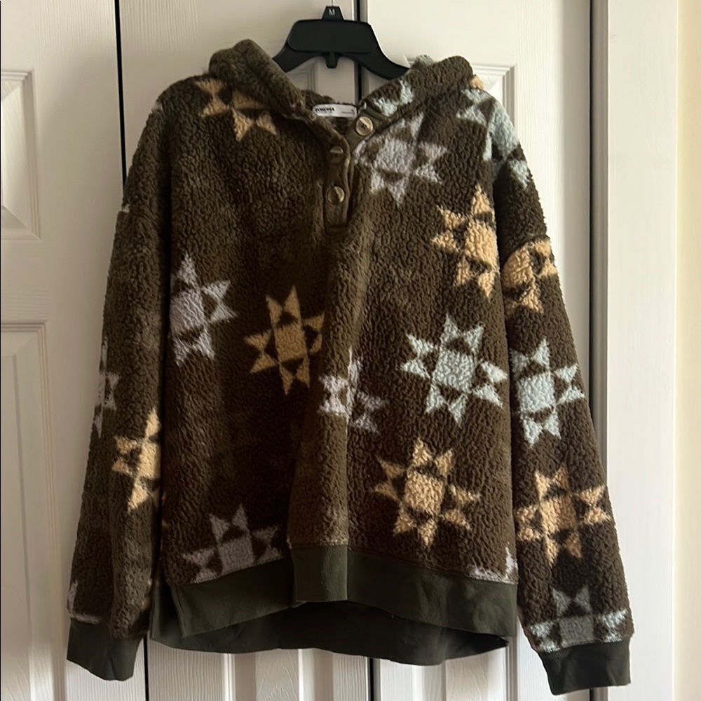 Sonoma Olive Green Star Patterned Jacket